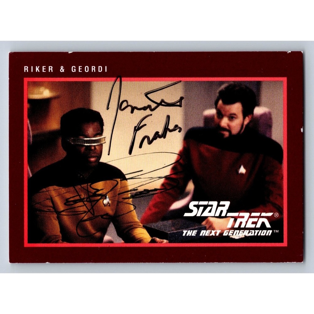 Levar Burton and Johnathan Frakes Hand Signed Trading Card Autograph - Star Trek